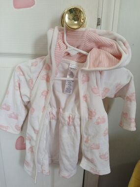 Carter's White Hooded Pajama Set with Light Pink Animal Print